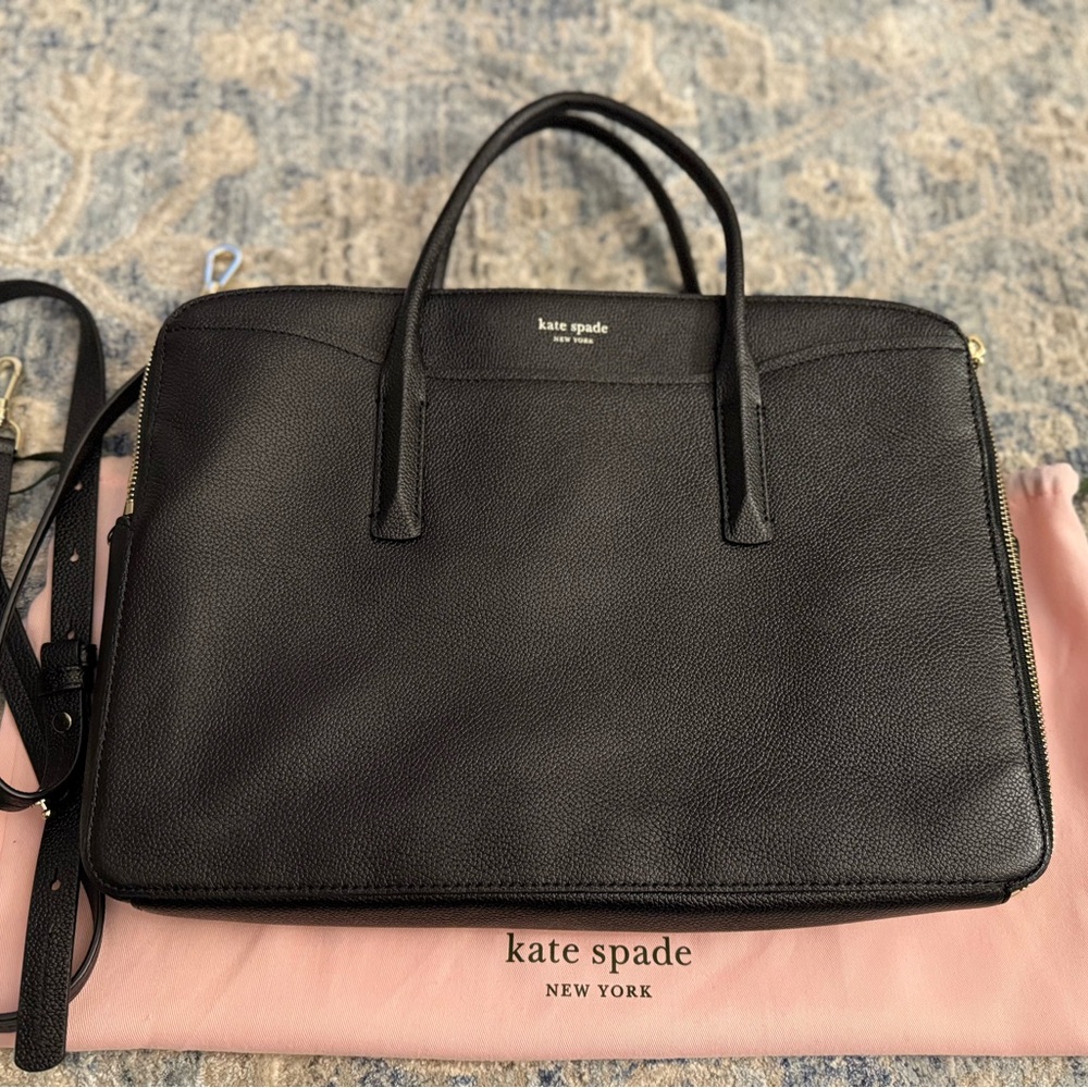 Kate Spade Black Pebbled Leather Laptop Bag